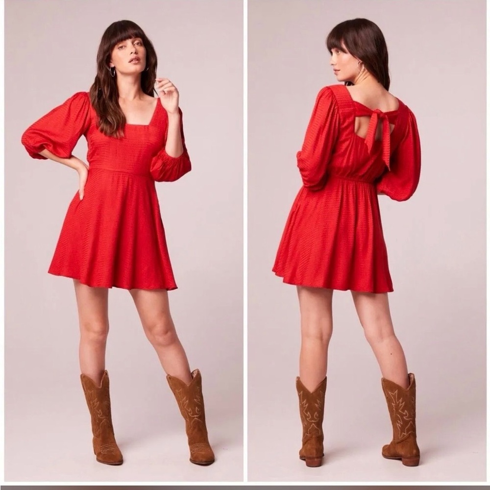 NWT Free people red twirl 3/4 sleeve dress